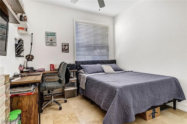 bedroom featuring ceiling fan