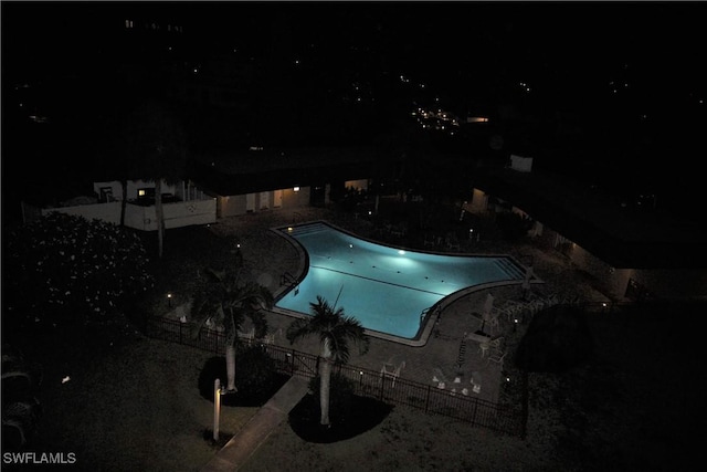 view of aerial view at night