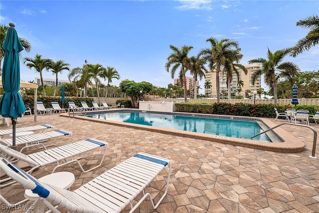 view of pool with a patio area