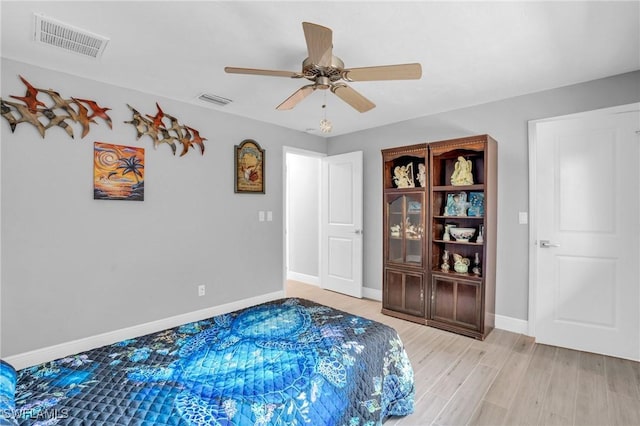 interior space featuring light hardwood / wood-style flooring and ceiling fan