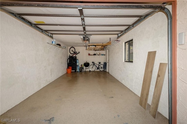 garage with a garage door opener