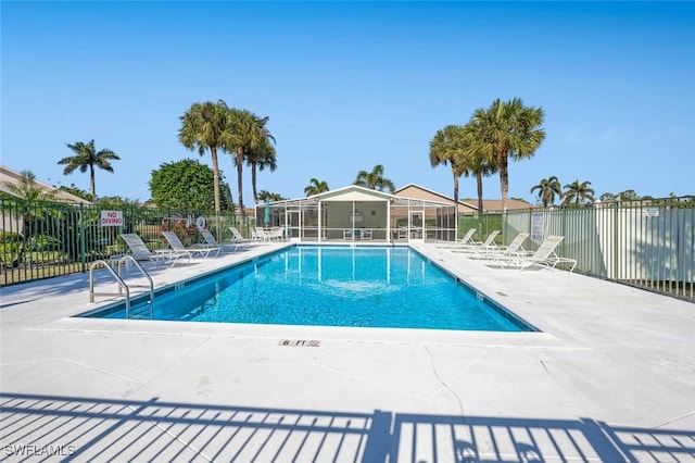 view of pool featuring a patio area