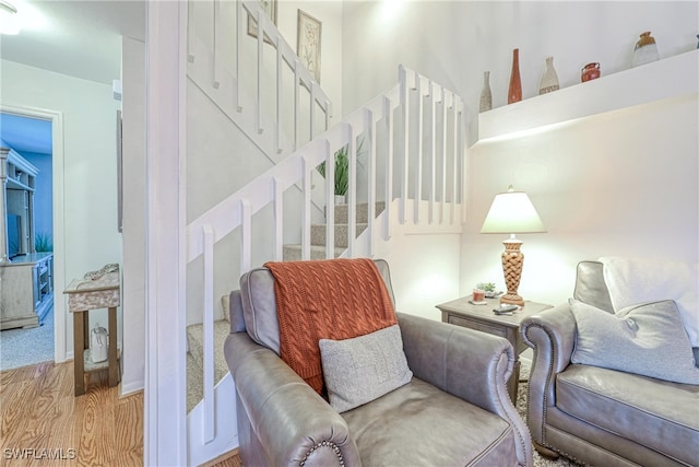 living room with light wood-type flooring