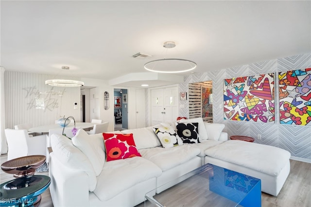 living room featuring light hardwood / wood-style flooring