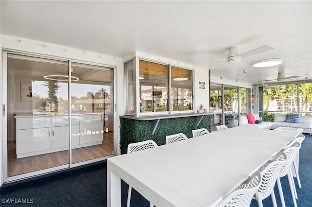 dining area featuring ceiling fan