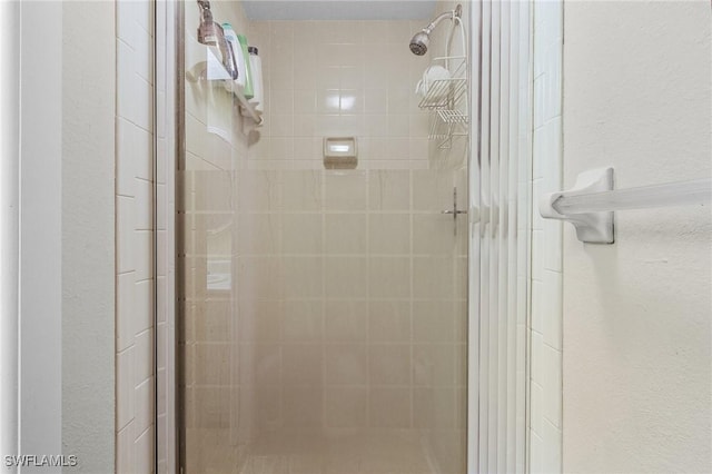 bathroom with a stall shower