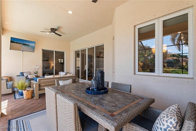 view of patio / terrace with an outdoor hangout area and ceiling fan