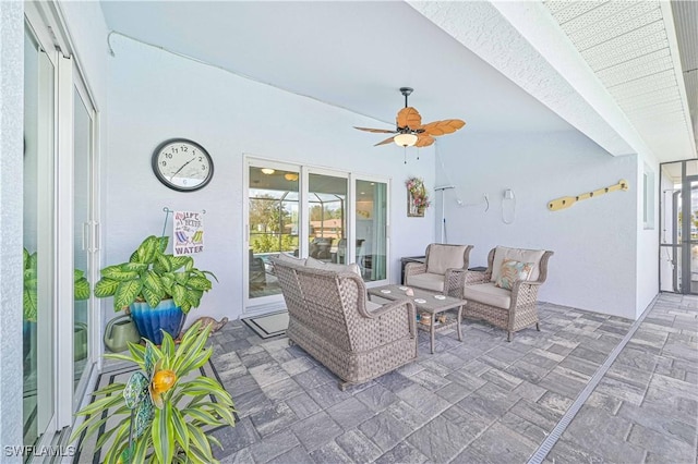 view of patio with an outdoor hangout area and ceiling fan