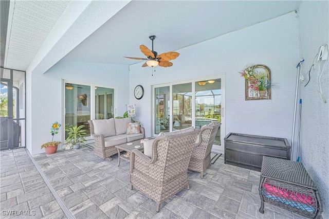 view of patio / terrace with outdoor lounge area and ceiling fan