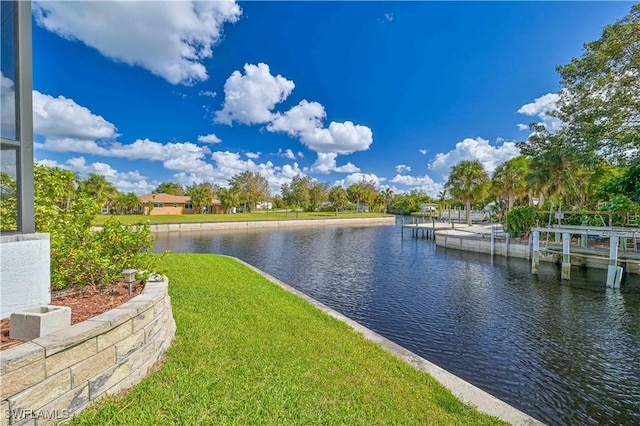 water view with a boat dock