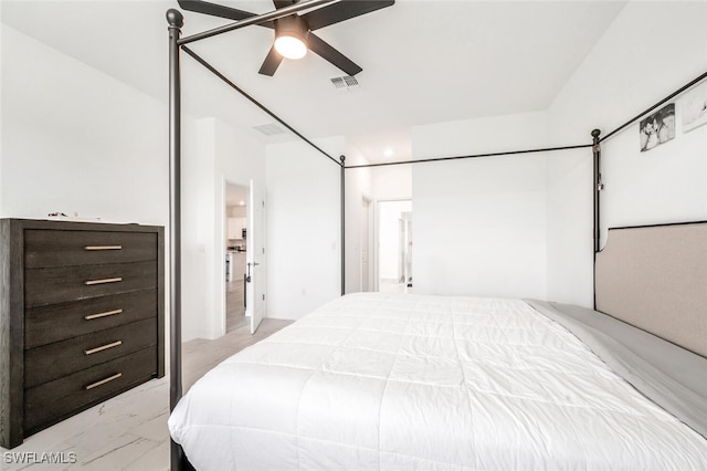 bedroom featuring ceiling fan