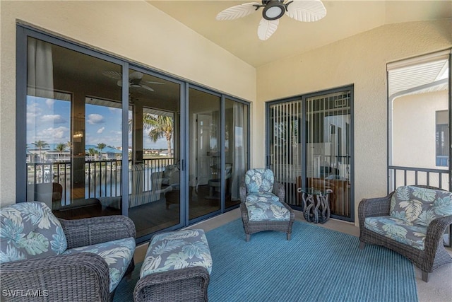 view of patio featuring ceiling fan