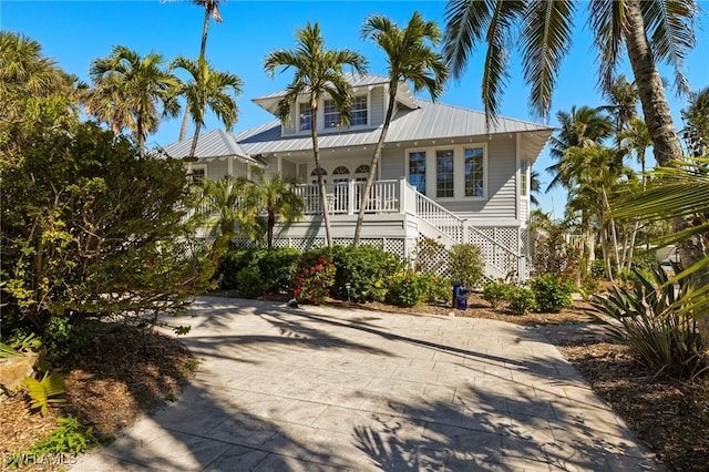 view of front of home featuring covered porch