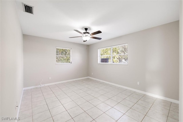 unfurnished room with ceiling fan