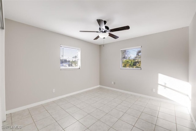 spare room featuring ceiling fan