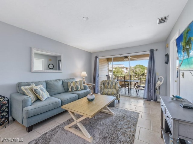 view of tiled living room