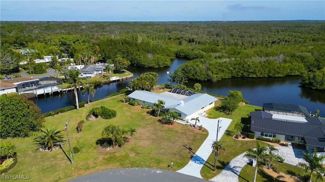 bird's eye view featuring a water view