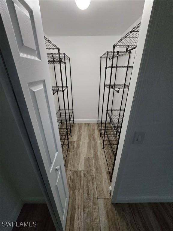 spacious closet featuring hardwood / wood-style floors