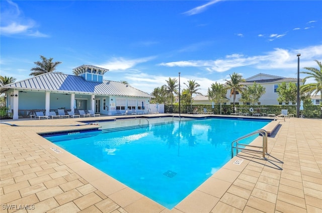 view of pool featuring a patio