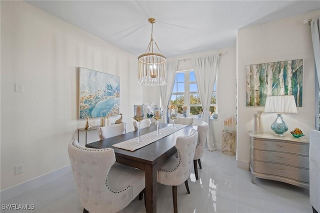 dining space featuring an inviting chandelier