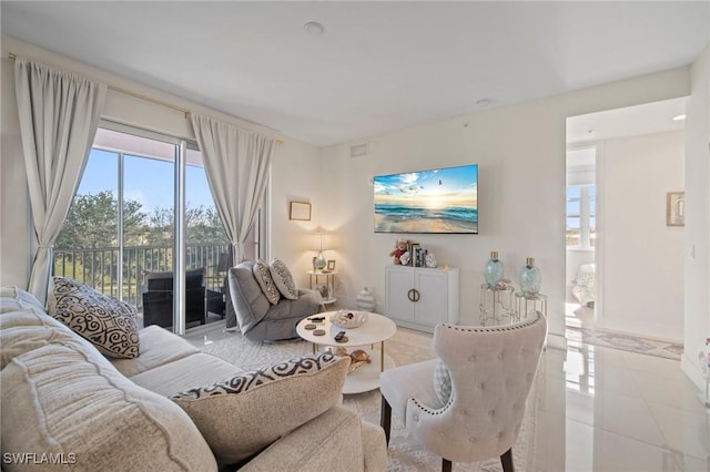 view of tiled living room