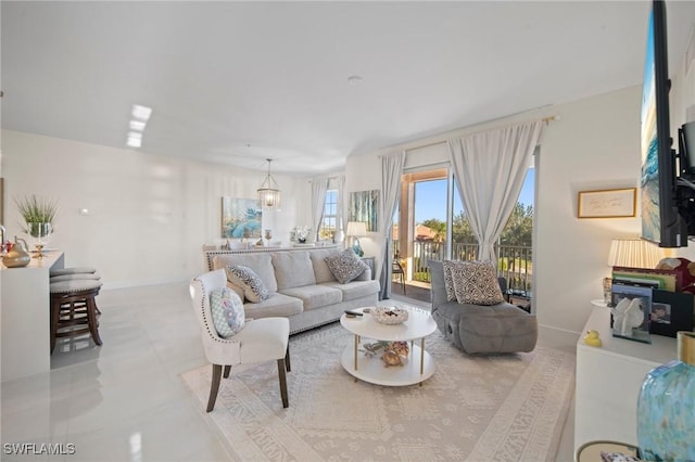 view of tiled living room