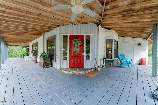 deck featuring ceiling fan