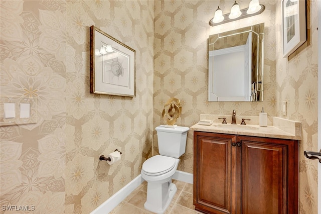 bathroom with tile patterned floors, toilet, and vanity