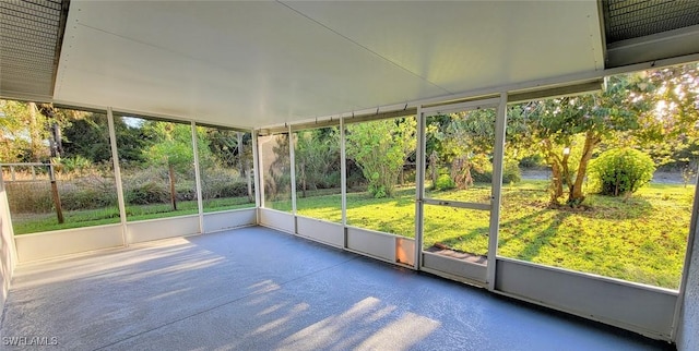 view of unfurnished sunroom