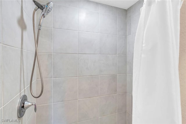 details with a shower with curtain