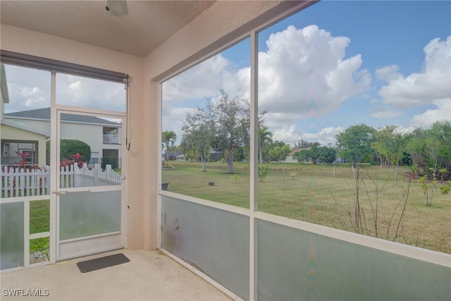 view of unfurnished sunroom