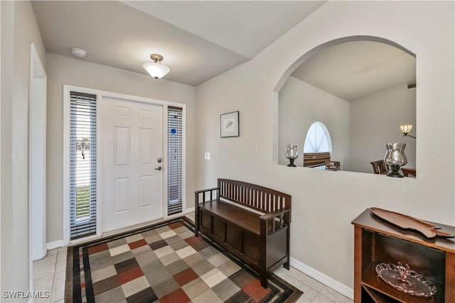 entrance foyer with tile patterned floors