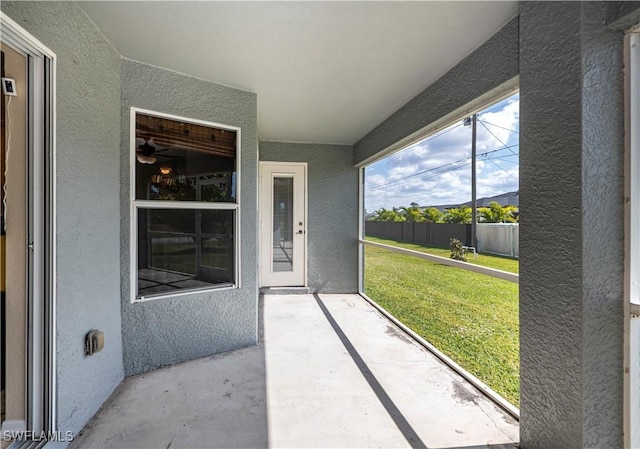 view of unfurnished sunroom