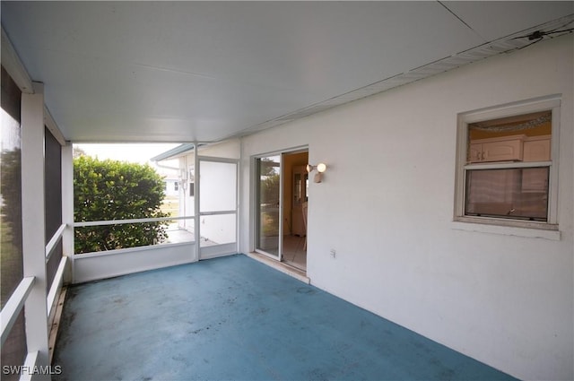 view of unfurnished sunroom