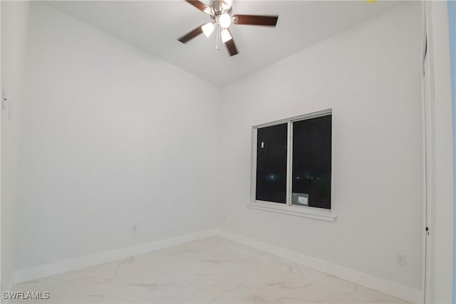 unfurnished room with ceiling fan