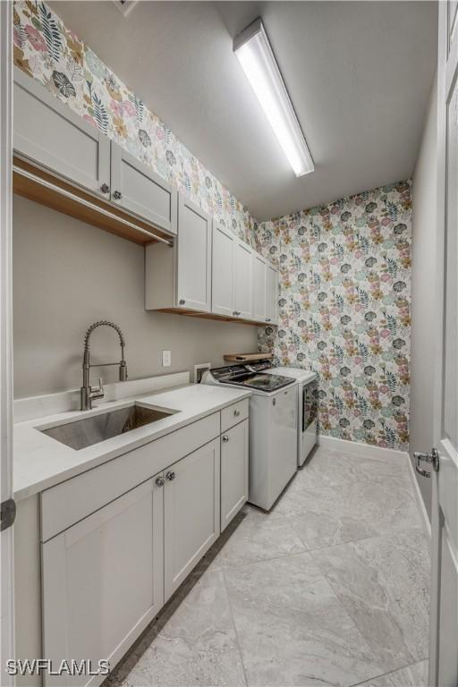 kitchen with white range and sink