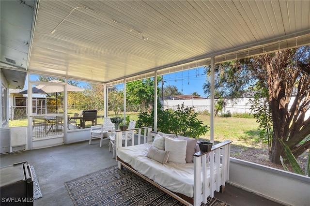 view of unfurnished sunroom