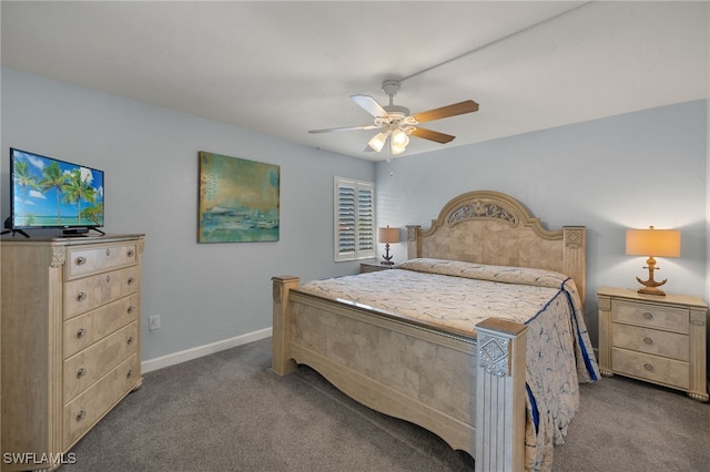 bedroom with carpet floors and ceiling fan