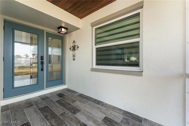 doorway to property featuring french doors