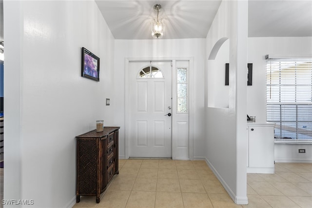 view of tiled foyer entrance