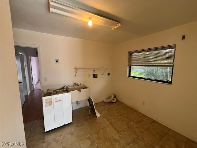 21551 Madera Rd, Fort Myers Beach, FL 33931 - washroom with electric dryer hookup, hookup for a washing machine, and tile patterned floors