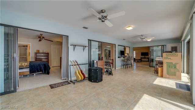 interior space featuring light tile patterned floors