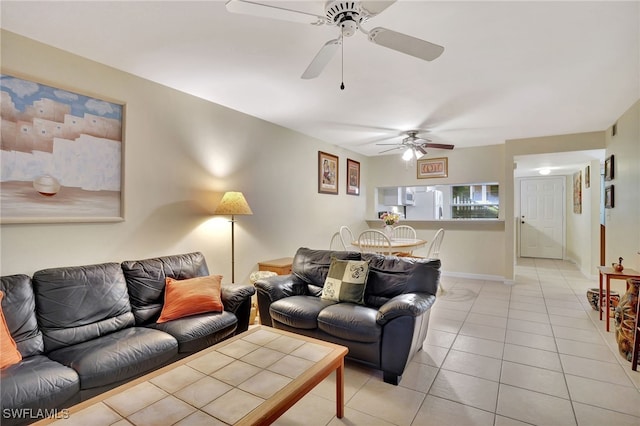 view of tiled living room