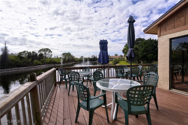 deck with a water view