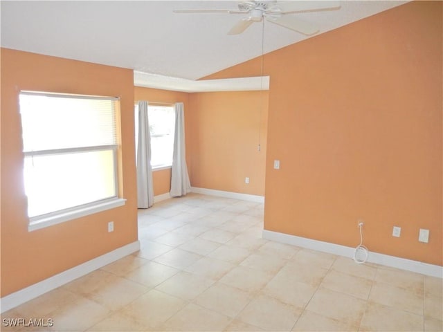 12571 Equestrian Cir Unit 902, Fort Myers, FL 33907 - empty room with ceiling fan and lofted ceiling