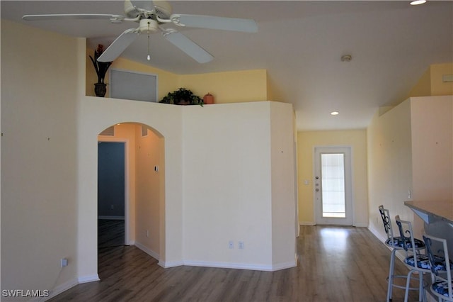 unfurnished room featuring hardwood / wood-style flooring and ceiling fan