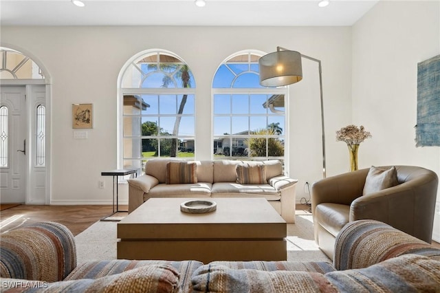 living room featuring light hardwood / wood-style flooring