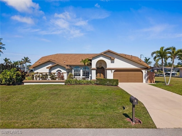 view of front facade with a front yard