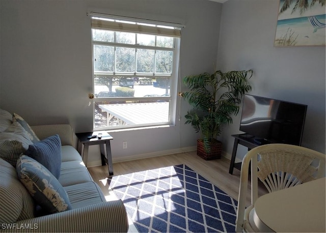 sitting room featuring light hardwood / wood-style flooring