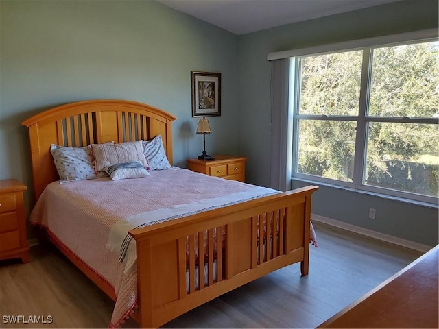 bedroom with hardwood / wood-style flooring